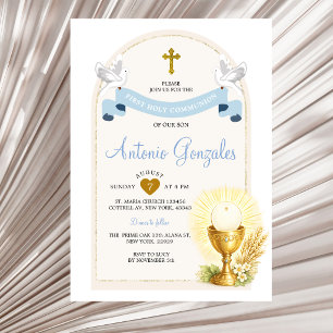 Invitation de Première Sainte Communion Bleue