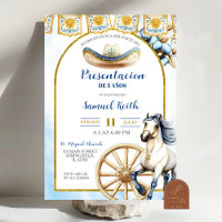 Invitation de présentation de 3 ans Charro bleu ma