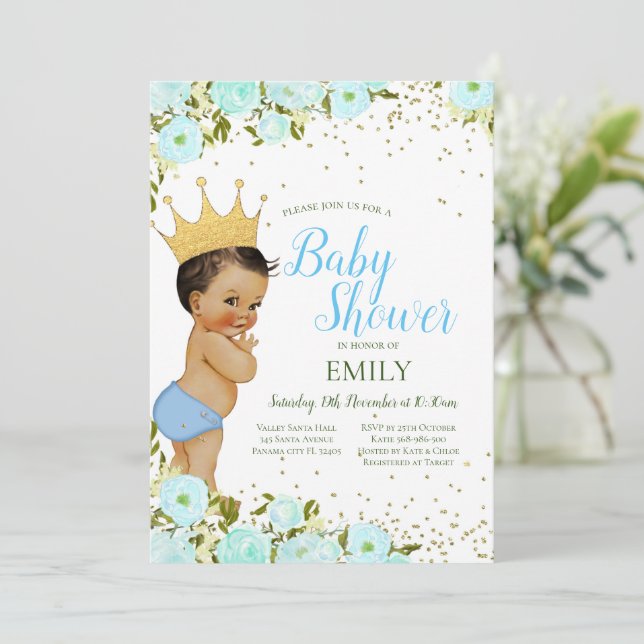 Invitation de prince garçon modifiable (Debout devant)