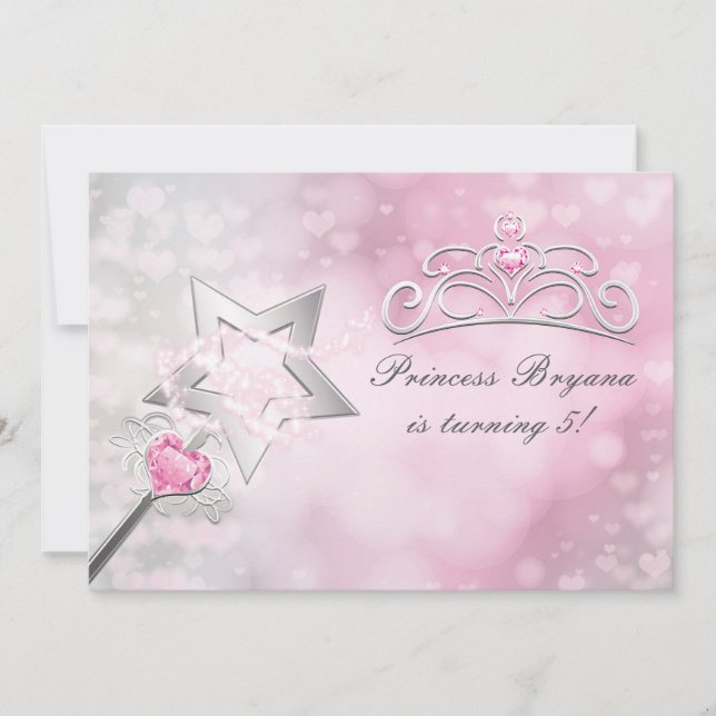 Invitation de Princess Wand & Crown Silver Pink Pa (Devant)
