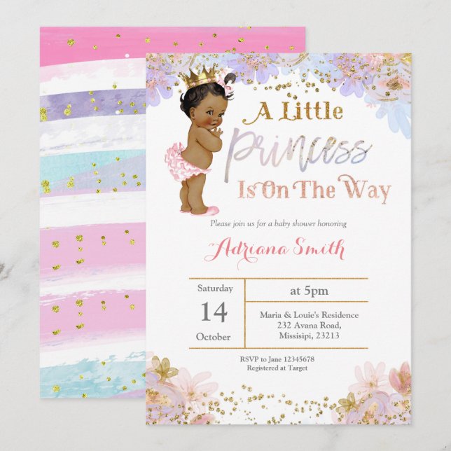 Invitation de princesse baby shower (Devant / Derrière)