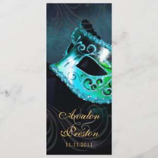 Invitation de programme de mariage Teal Masquerade