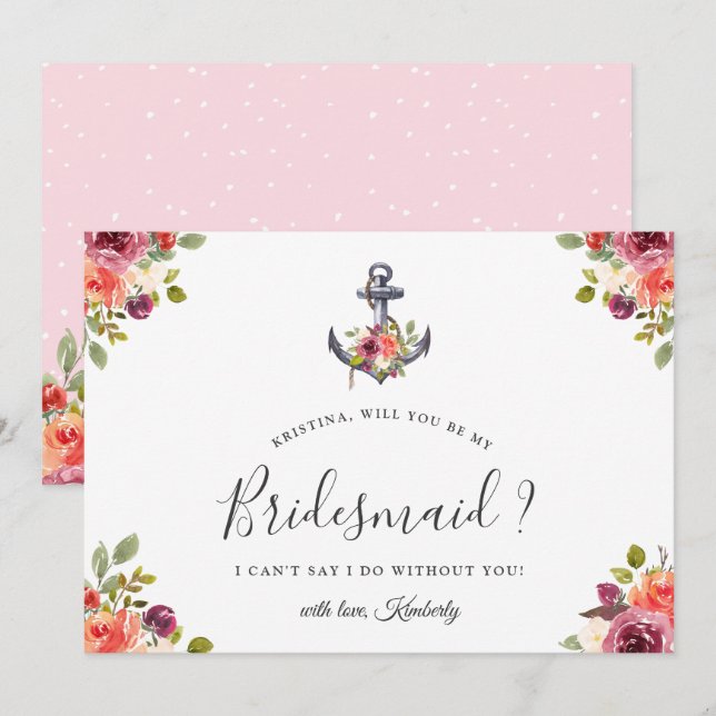 Invitation de proposition de demoiselle d'honneur  (Devant / Derrière)