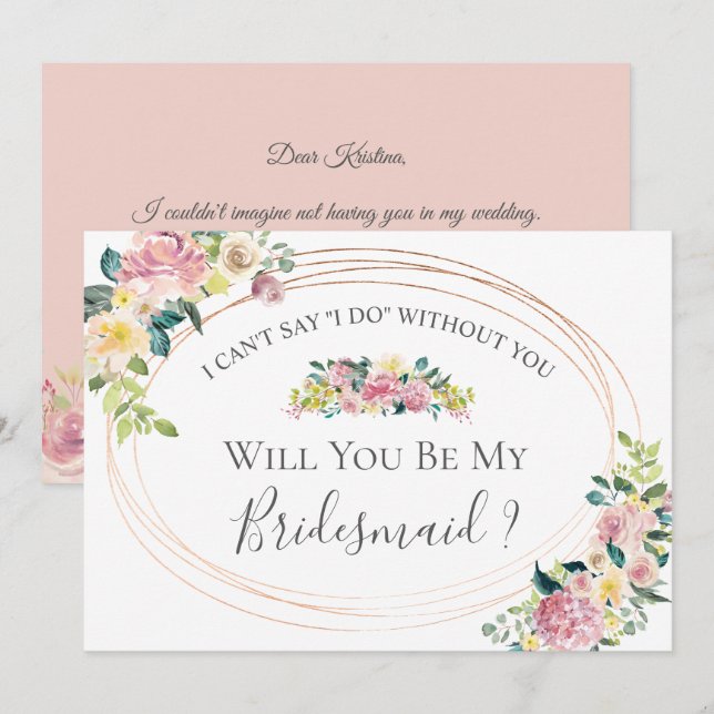 Invitation de proposition de demoiselle d'honneur  (Devant / Derrière)