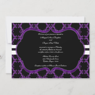 Invitation de Purple and Black Mariage damassé