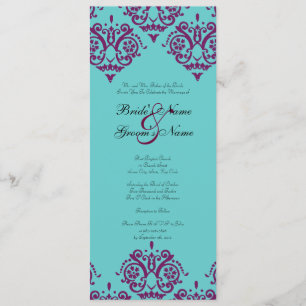 Invitation de Purple and Turquoise Mariage damassé