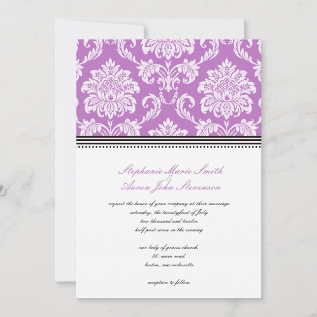 Invitation de Purple Mariage damassé (Devant)