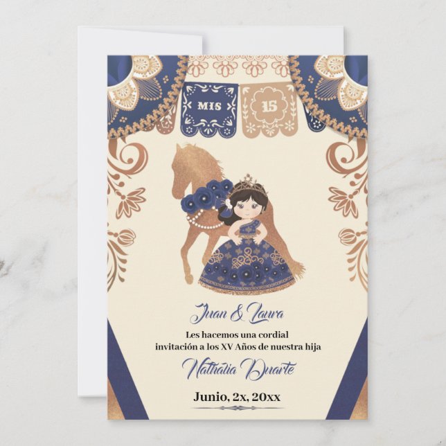 Invitation de Quince Charro Royal Blue Charro Invi (Devant)