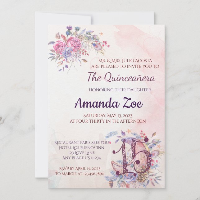 Invitation de Quinceañera (Devant)