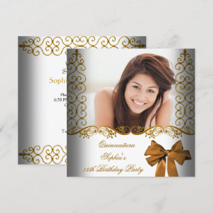 Invitation de Quinceanera 15e Anniversaire Or Blan