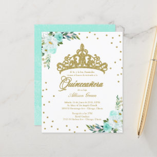Invitation de Quinceanera à budget Couronne espagn
