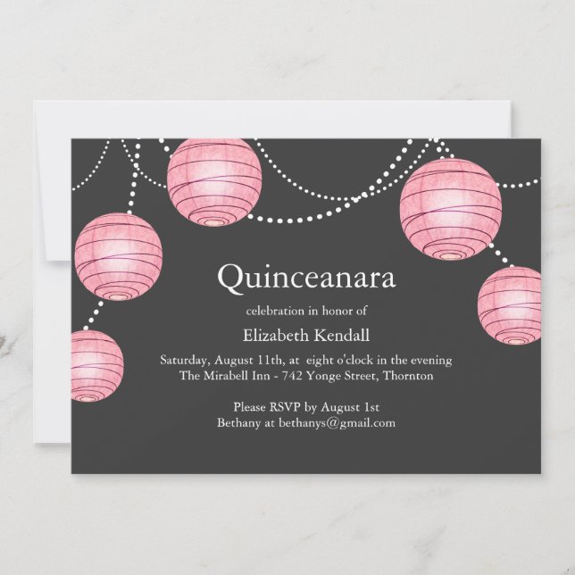 Invitation de Quinceanera à la Lanterne du Parti G (Devant)