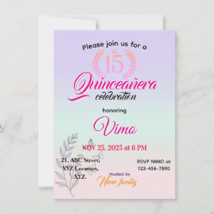 Invitation de Quinceañera à l'art botanique élégan