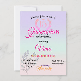Invitation de Quinceañera à l'art botanique élégan