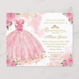 Invitation de Quinceañera à petit budget espagnol
