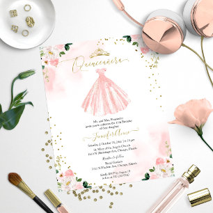 Invitation de Quinceanera à petit budget Robe flor