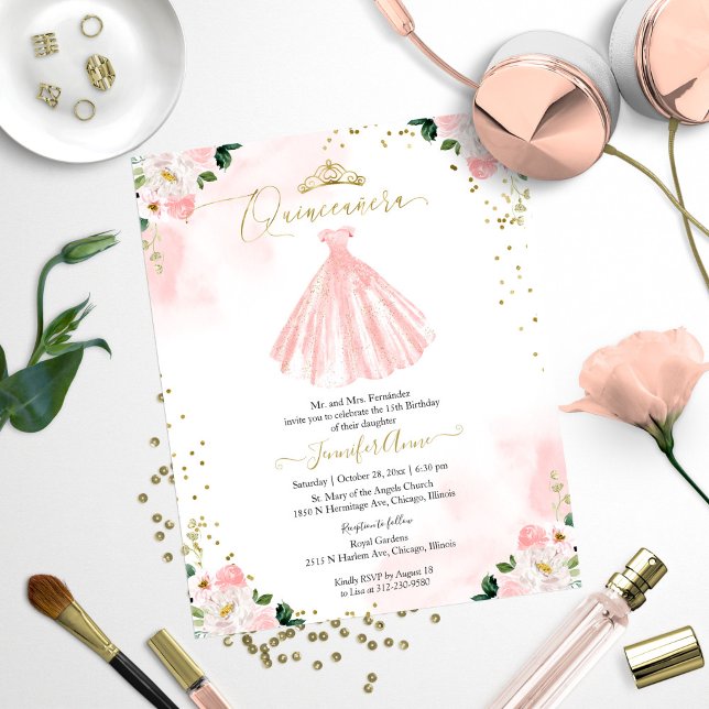 Invitation de Quinceanera à petit budget Robe flor (Créateur téléchargé)