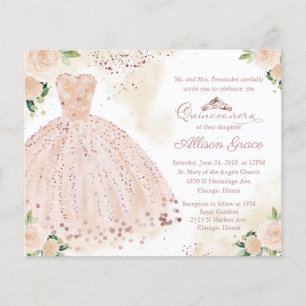 Invitation de Quinceanera à petit budget Robe Rose