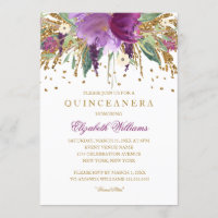 Invitation de Quinceanera Améthyste avec Paillette