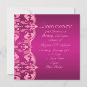 Invitation de Quinceañera Anniversaire en Damassé 
