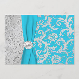 Invitation de Quinceanera aux couleurs turquoise e