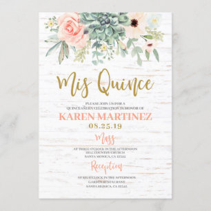Invitation de Quinceañera aux succulents floraux