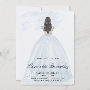 Invitation de quinceañera avec une robe bleu clair