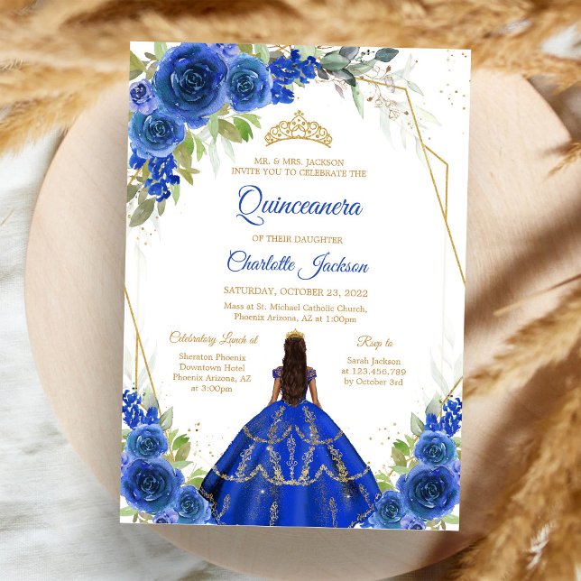 Invitation de Quinceañera Bleu Royal (Créateur téléchargé)
