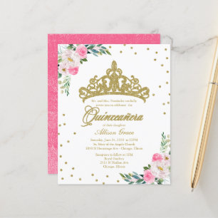 Invitation de Quinceanera Budget Couronne dorée