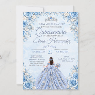 Invitation de Quinceañera Cendrillon Bleu Clair