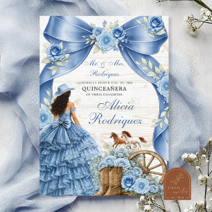 Invitation de Quinceañera Coquette Bleue Poussiére