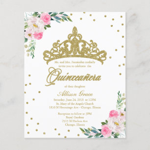 Invitation de Quinceanera de budget bilingue Tiara