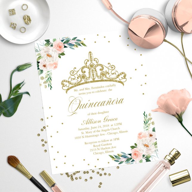 Invitation de Quinceanera de budget bilingue Tiara (Créateur téléchargé)