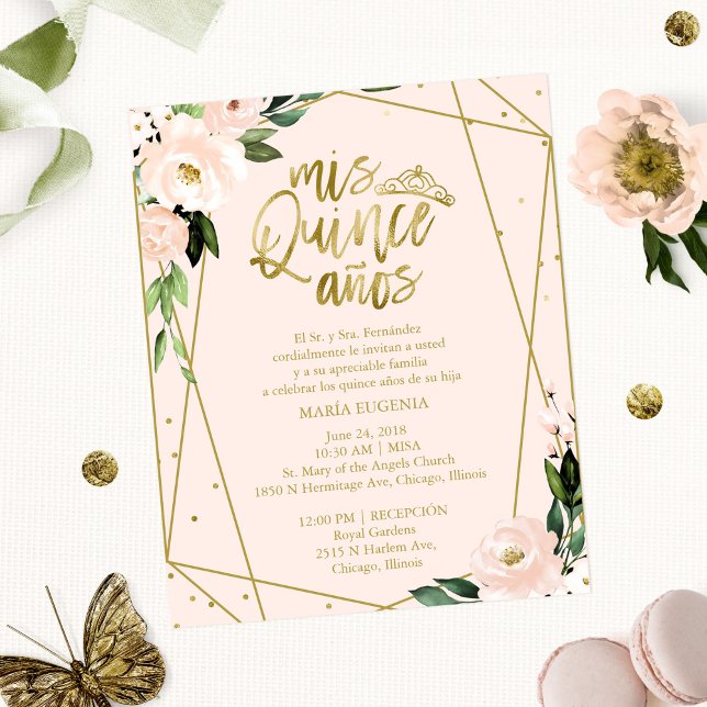 Invitation de Quinceanera de budget en espagnol ro (Créateur téléchargé)
