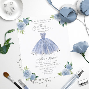 Invitation de Quinceanera de budget Robe bleu clai