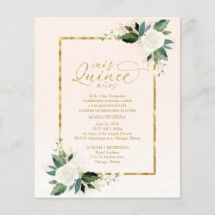 Invitation de Quinceanera de Budget Rose Or Espagn