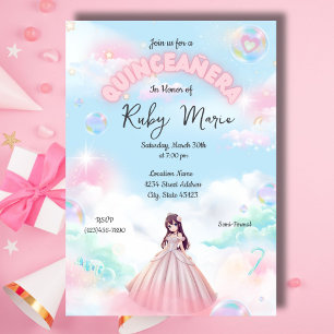 Invitation de Quinceanera de Fille Anime aux Paste