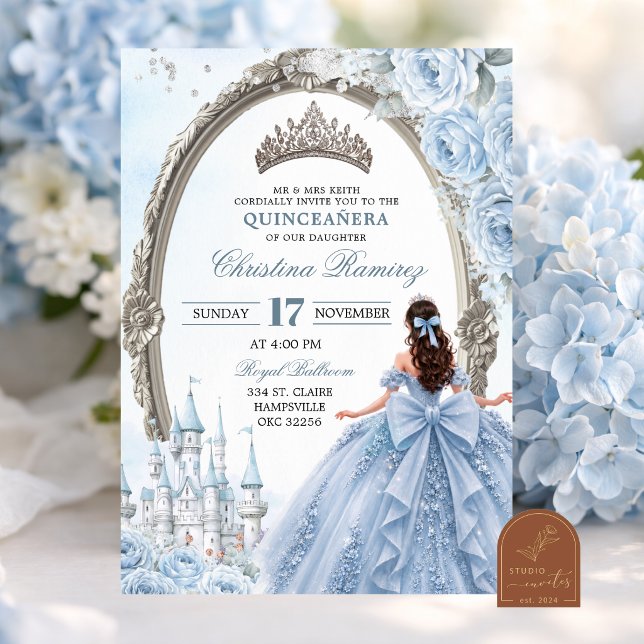 Invitation de Quinceanera de Princesse Bleu Clair (Créateur téléchargé)