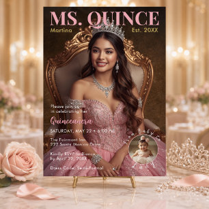 Invitation de Quinceañera de style magazine avec p