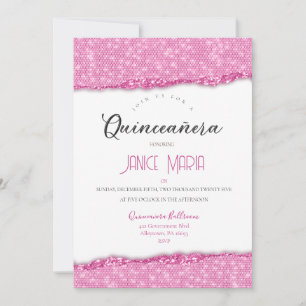 Invitation de Quinceañera Diamant Rose