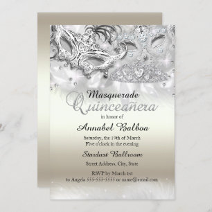 Invitation de Quinceanera en argent d'or