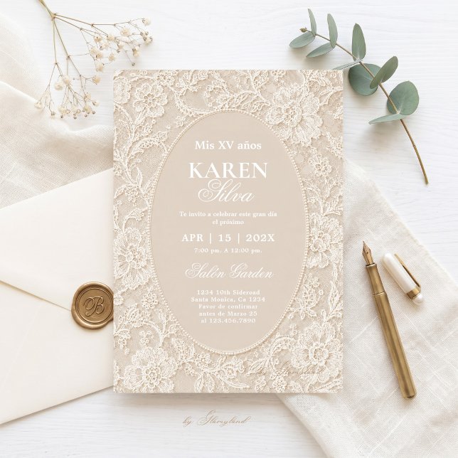 Invitation de Quinceañera en dentelle (Créateur téléchargé)