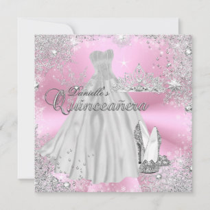 Invitation de Quinceanera Flocon de Neige Étincela