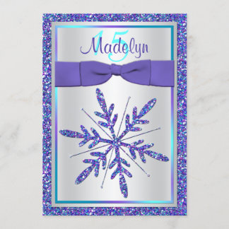 Invitation de Quinceañera Flocon de Neige Paillett