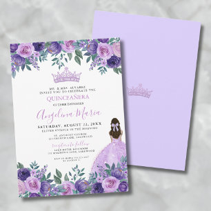 Invitation de Quinceanera Floral Purple