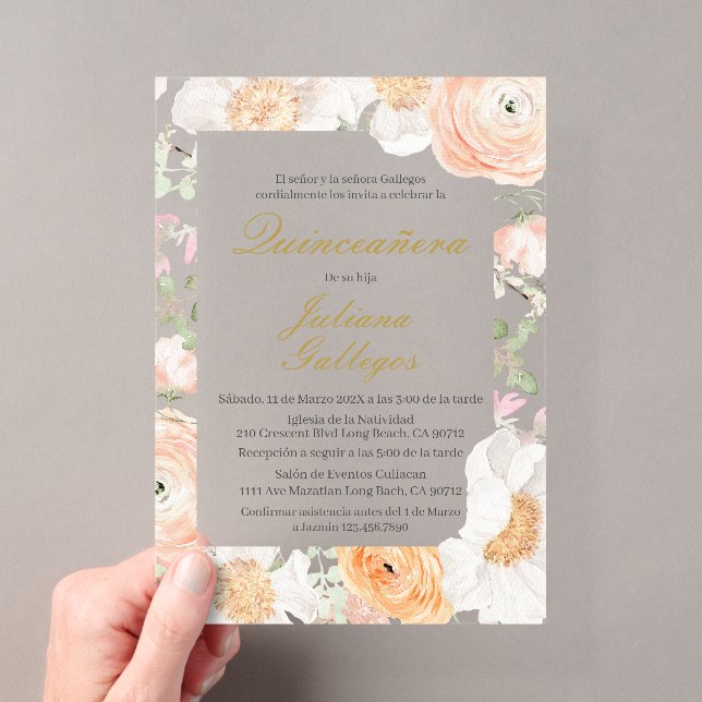 Invitation de Quinceanera florale de printemps (In situ (ordinateur de poche))