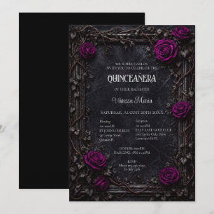 Invitation de Quinceanera Florale Gothique Violett