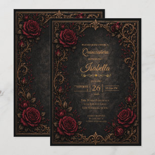 Invitation de Quinceanera Florale Halloween Gothiq