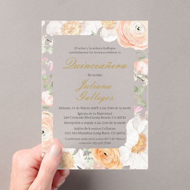 Invitation de Quinceanera Florale Printemps (In situ (ordinateur de poche))