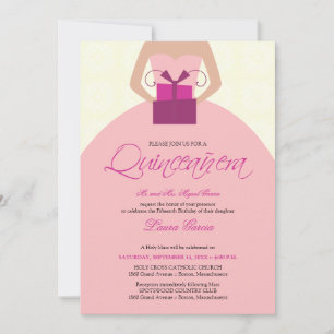 Invitation de Quinceanera (ivoire) Fancy Ball Gown